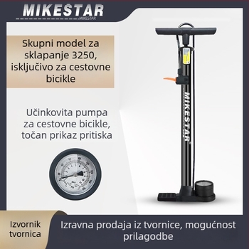 Ručna prijenosna pumpa visokog tlaka za bicikle i košarku – XZ-3250, metalno kućište, 140 PSI, uključuje višefunkcionalnu iglu za lopte