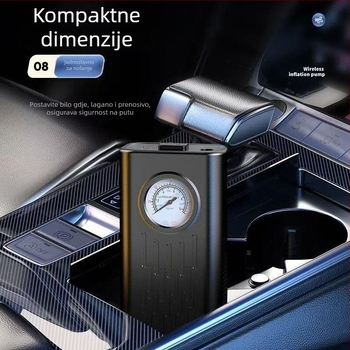 Bežična pumpa za zrak za automobil – 12 V, <80 W, protok zraka 30 L/min, jednom cilindra, radno vrijeme 5–20 minuta