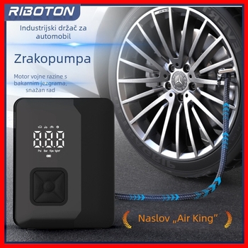 Riboton automobilska pumpa za zrak, prijenosna, kabelska, 80W, 5V, jednosilindrična, 25 L/min, s baterijom