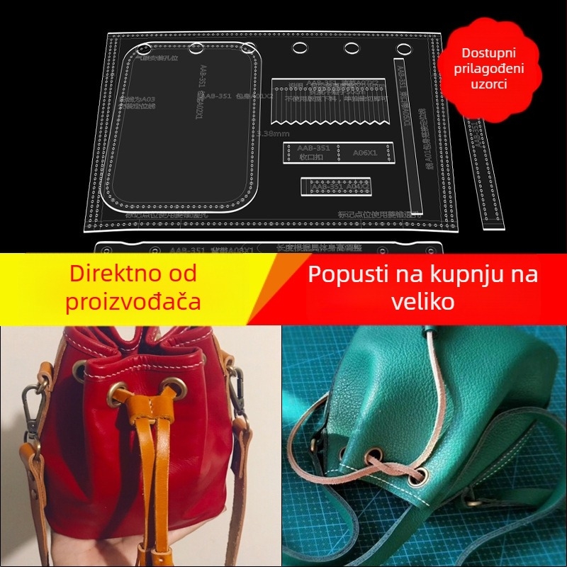 DIY akrilni predložak za mini torbicu tipa kanta, s dizajnom za ramenski ili crossbody
