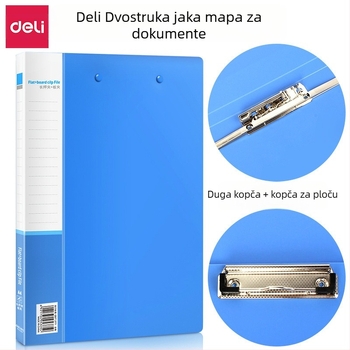 Deli 5309 A4 mapica s dvostrukim klipom, uredski dokument, plastika, debljina ploče 0,65 mm, dimenzije 240 × 320 mm