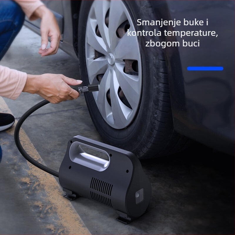 Automobilski inflator – prijenosna visokotlačna pumpa s unaprijed postavljenim tlakom guma, 120W, USB punjenje, jednocilindrični, pokazivački zaslon