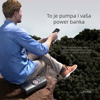 Prijenosna mini električna pumpa za gume za auto i bicikl, 12V DC, 80W, 6A, 35 L/min, digitalni zaslon
