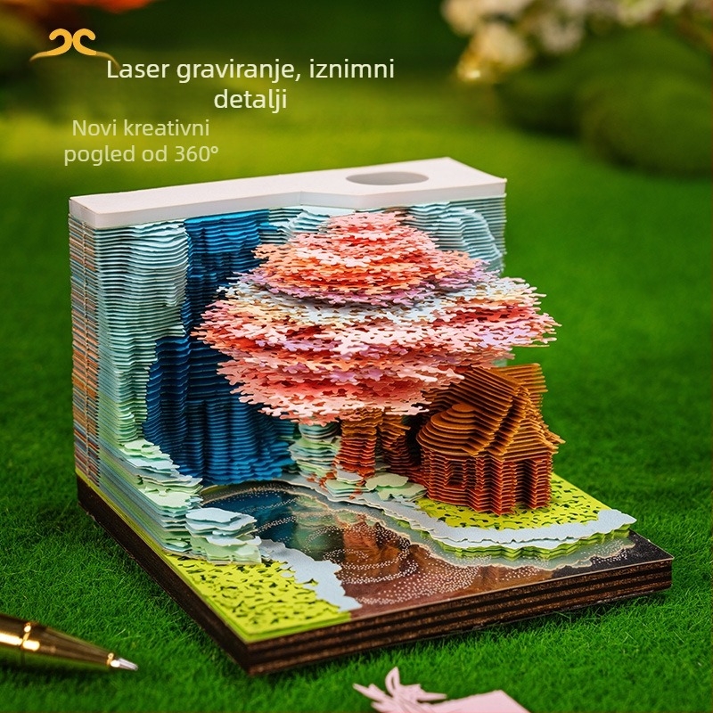 3D kućica na drvetu s temom Flower and Fruit Mountain — stil papirnih cigli, strgajući podsjetnici, dekorativni dar, Kailin, IP odobreno