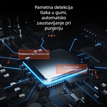 Prenosna auto pumpa za zrak s digitalnim zaslonom, mjerač tlaka u gumama, USB punjenje, 80W, 12/11.1V