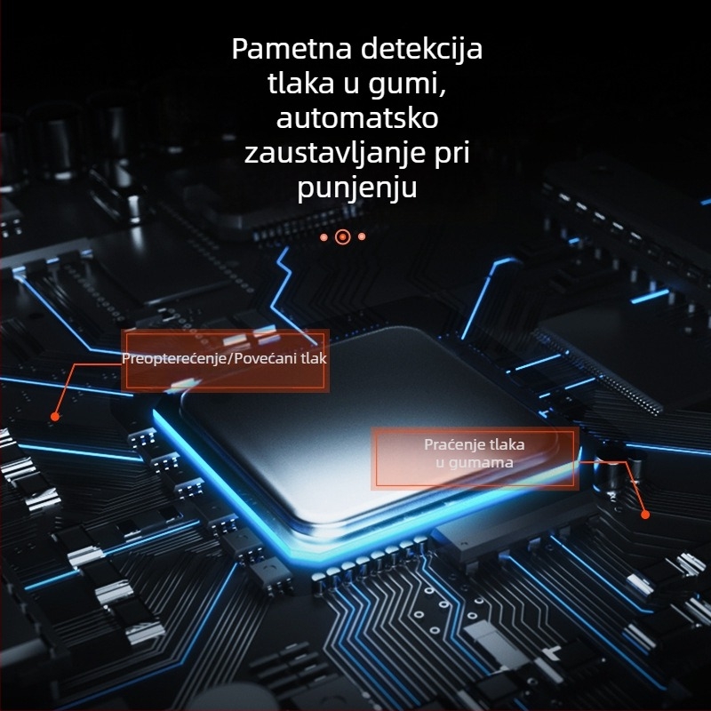 Prenosna auto pumpa za zrak s digitalnim zaslonom, mjerač tlaka u gumama, USB punjenje, 80W, 12/11.1V