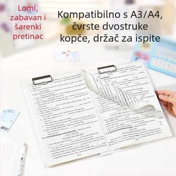 Organizator za testne papire s dvostrukim čvrstim klipom, plastičan, za formate A4–A3, klips veličine A4, mogućnost ispisa logotipa