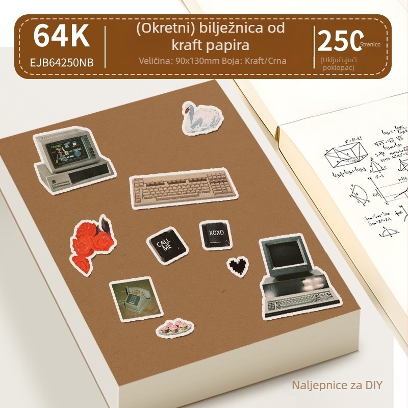 Light – 5 debelih bilježnica za ispite, s praznim unutarnjim stranicama, kožnim omotom