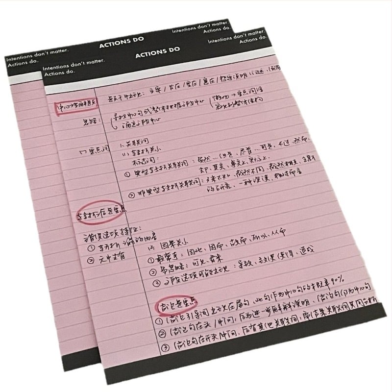 Notebook u korejskom stilu s karikaturnim dizajnom – debeli papir za bilješke, vodoravne linije, rječnik za učenje