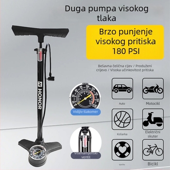 Ručna prijenosna visokotlačna pumpa za cestovni bicikl s univerzalnim manometrom, 180 psi, tijelo od željeza, model 6532K, duljina 605 mm