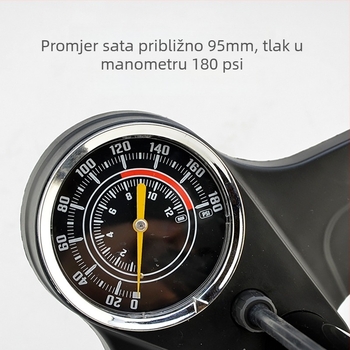 Ručna prijenosna visokotlačna pumpa za cestovni bicikl s univerzalnim manometrom, 180 psi, tijelo od željeza, model 6532K, duljina 605 mm