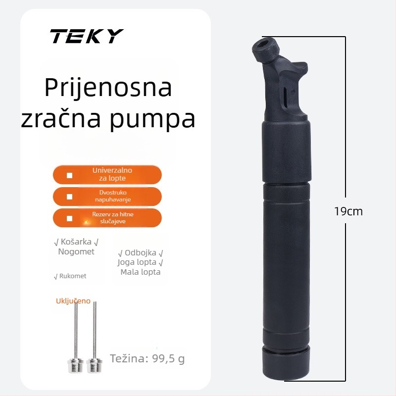 Prilagodljiva ručna pumpa za lopte MP19 s dvije zračne igle, duljina 190 mm