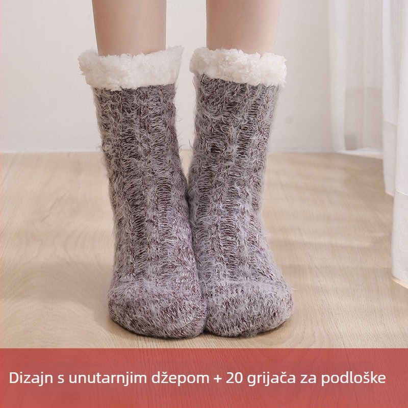 USB grijaće papuče za kućnu upotrebu – pamuk, unisex, s petom, pogodne za spavanje