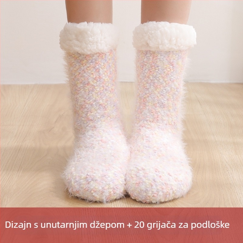 USB grijaće papuče za kućnu upotrebu – pamuk, unisex, s petom, pogodne za spavanje