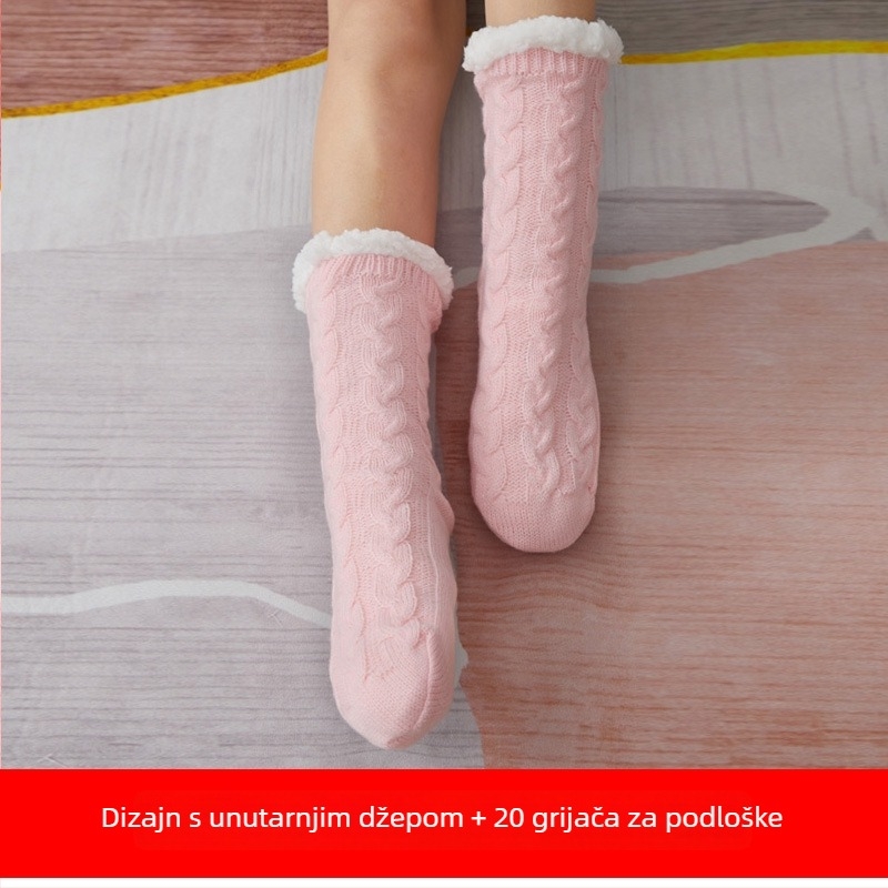 USB grijaće papuče za kućnu upotrebu – pamuk, unisex, s petom, pogodne za spavanje