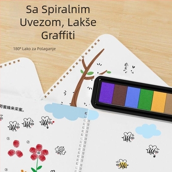 Chengyu Prijenosni set za crtanje prstima s alatima za otiske prstiju, akvarelne boje, kapacitet 100, paket za crtanje prstima, za akvarelno slikanje
