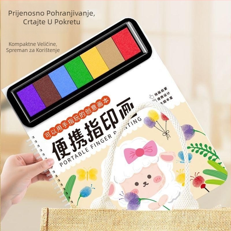 Chengyu Prijenosni set za crtanje prstima s alatima za otiske prstiju, akvarelne boje, kapacitet 100, paket za crtanje prstima, za akvarelno slikanje
