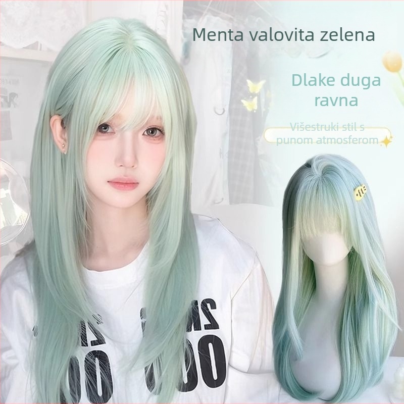 Perika za žene, duga ravna kosa, prirodni stil, model 0012, vlakna otporna na toplinu, mehanička obrada