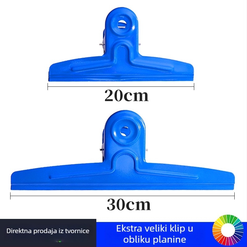 Willita Veliki metalni klip u obliku planine, 20-30 cm, za dokumente i datoteke, uredska upotreba, snažan klip