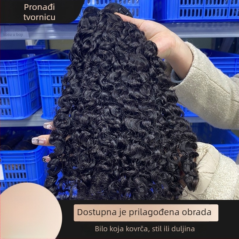 Perika od pravih ljudskih dlačica s burmanskim kovrčama, duga kosa, europski i američki stil