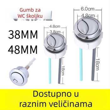 Gumb za ispiranje toaleta, univerzalni spoj za spremnik, ABS, Kunwu, kompatibilno s American Standard, Geboli, Toto, Kohler, moderan minimalistički stil, pritisnite za rad