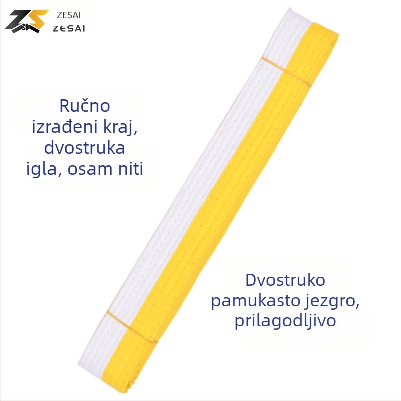 Pojas za karate i taekwondo s izvezenim dizajnom, pamukasto-mješavina tkanina, podstava od pamuka, prilagodljiva duljina, za treniranje i ispite borilačkih vještina