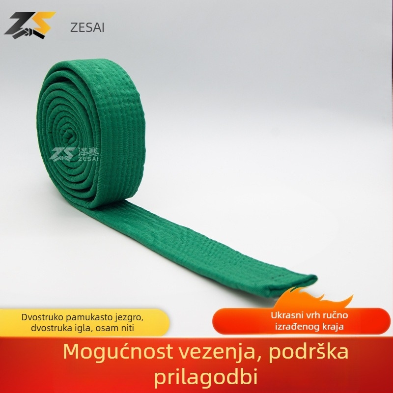 Pojas za karate i taekwondo s izvezenim dizajnom, pamukasto-mješavina tkanina, podstava od pamuka, prilagodljiva duljina, za treniranje i ispite borilačkih vještina