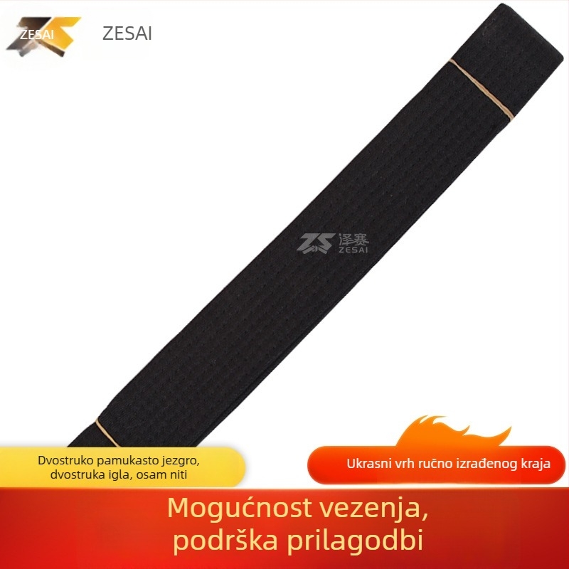 Pojas za karate i taekwondo s izvezenim dizajnom, pamukasto-mješavina tkanina, podstava od pamuka, prilagodljiva duljina, za treniranje i ispite borilačkih vještina
