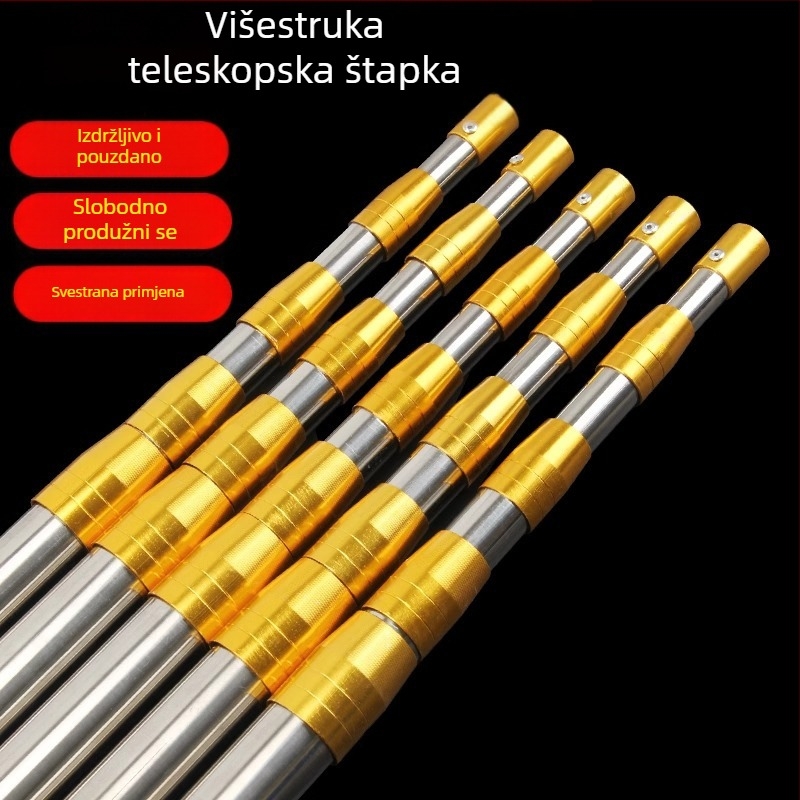 Teleskopska šipka od nehrđajućeg čelika za branje voća, višedjelna