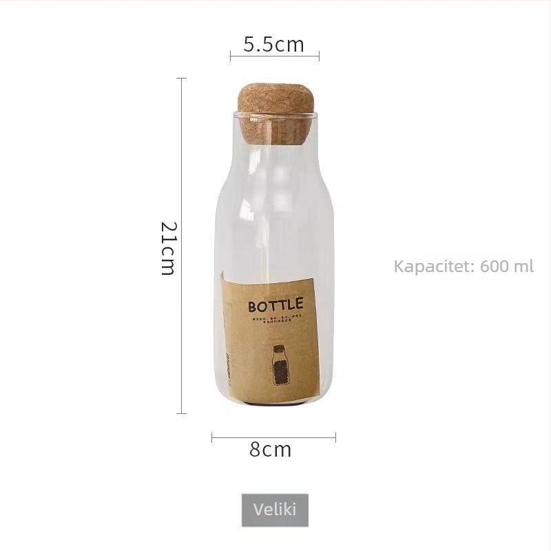 Staklena posuda za pohranu s koricnim poklopcem, okrugla, za čaj i mliječni prah, kapacitet 501–800 ml, sigurna za mikrovalnu, zapečaćena