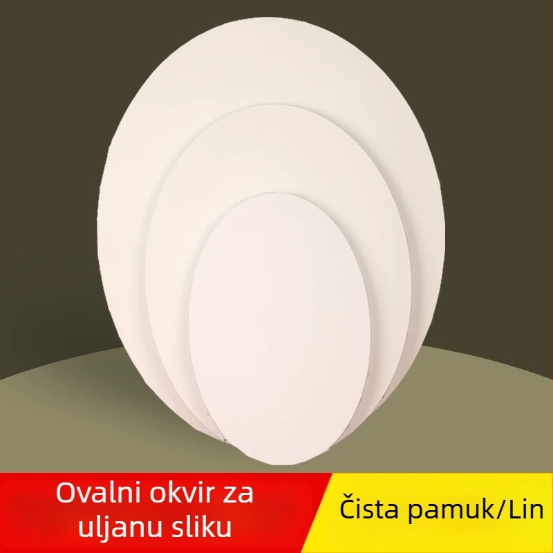Kružni okvir za uljnu sliku s platnom i unutarnjim okvirom posebnog oblika, vanjskim okvirom, pamučno platno i akrilna ploča