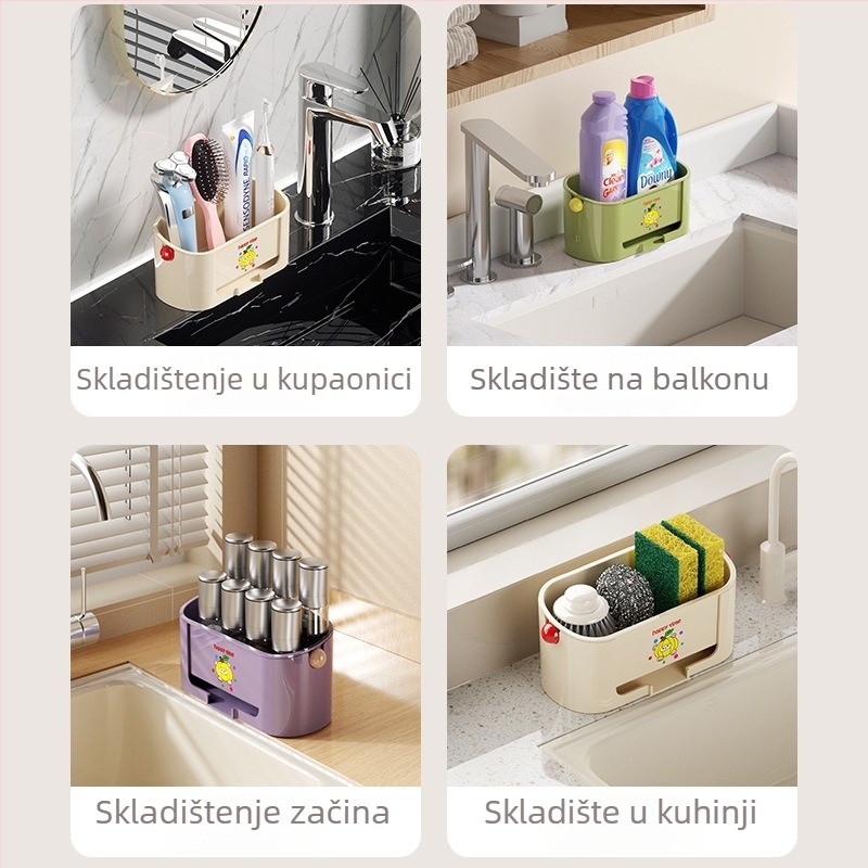 Stalak za odvodnju suđa na kuhinjskom pultu – plastičan, pokretan, bez montaže, velika kapaciteta za posuđe i spužve