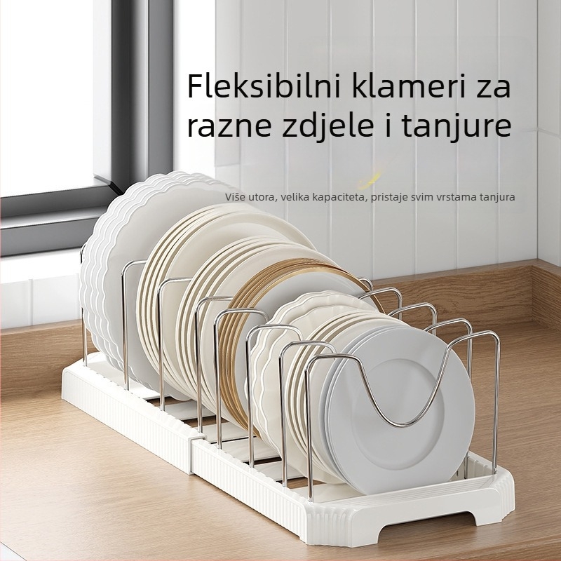 Regal za zdjele i kuhinjske pribore – sklopni, višefunkcionalan, pomični, bez ugradnje, plastični
