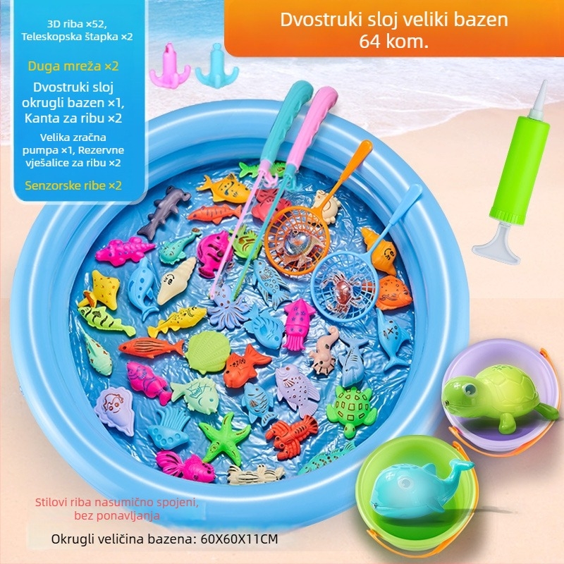 Set igračaka za ribolov s magnetskom indukcijom, edukativan za uzrast 4–6 godina, poboljšava koordinaciju ruka-oko i interakciju roditelj-dijete — Double Shell
