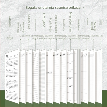 Notes Four Seasons: prenosni džepni planer za 2026., minimalističkog stila, Dowling papir, 65 g, 100–200 stranica, vezanje ljepilom i nitima