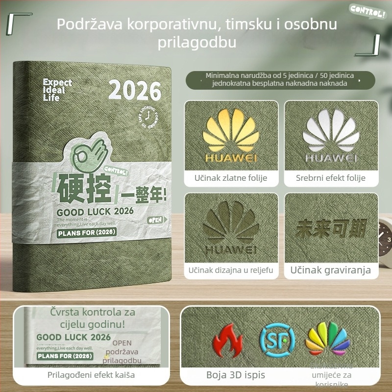 Notes Four Seasons: prenosni džepni planer za 2026., minimalističkog stila, Dowling papir, 65 g, 100–200 stranica, vezanje ljepilom i nitima