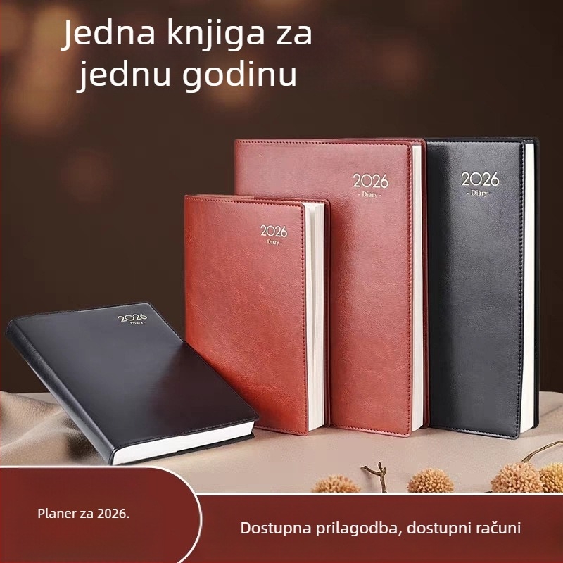 Bilježnica s šivanjem; Dowling papir; 80 g/m2; 200–300 stranica; japanski/korejski stil; planer za 2026.