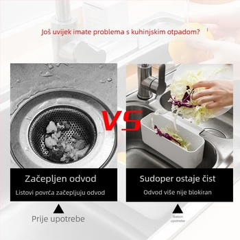 Viseći koš za odvod na sudoperu — PP, bez montaže, zidni, pravokutni dizajn, višenamjenski držač za pohranu