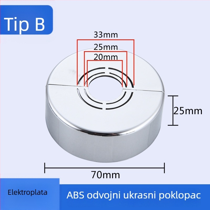 Dekorativni poklop za kutni tuš ventil — ABS materijal, svjetlosni luksuzni stil, prilagodljivo, privatnoj oznaci kompatibilan
