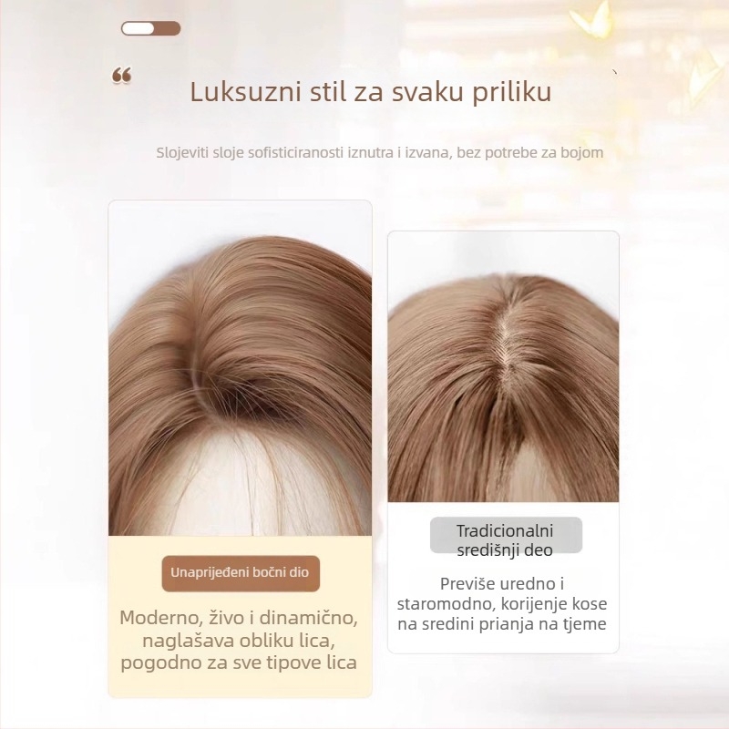 Perika za žene — cijela pokrivena glava; prirodan dugi ravni stil; vlakna otporna na visoku temperaturu; mehanička izrada; dodaje volumen kose