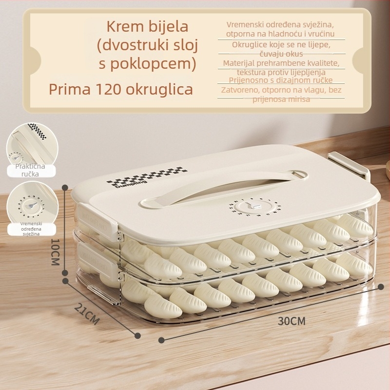 Kutija za čuvanje knedli i wontona, plastika za hranu, zatvoriva, prijenosna
