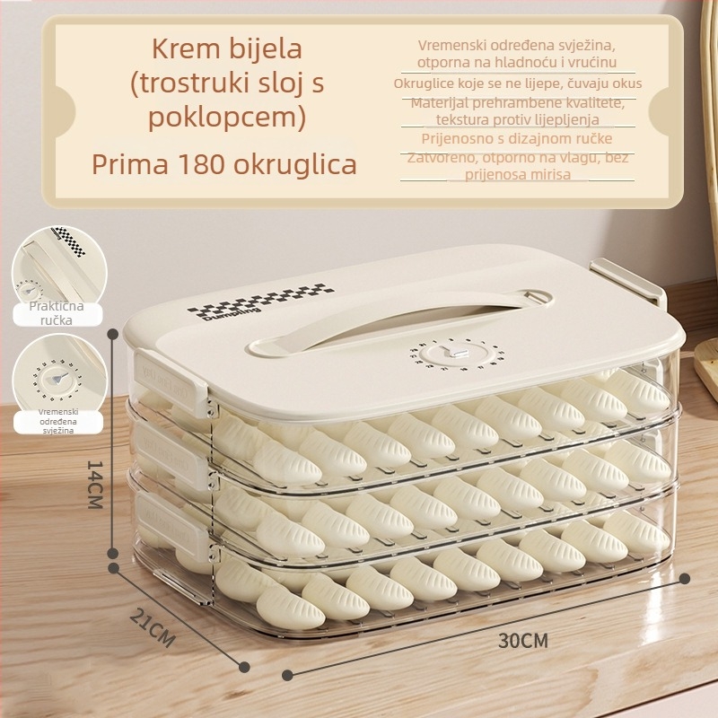 Kutija za čuvanje knedli i wontona, plastika za hranu, zatvoriva, prijenosna