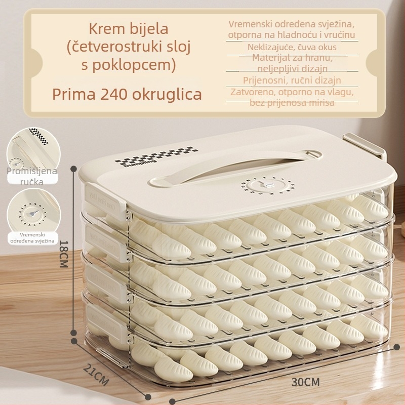 Kutija za čuvanje knedli i wontona, plastika za hranu, zatvoriva, prijenosna