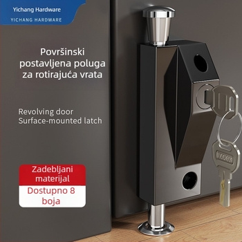 Podnožno zaključavanje staklenih vrata od aluminijske legure, podnošni opružni čep, okvir rotirajućih vrata, protiv krađe, tip s jednim ključem