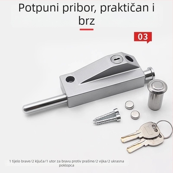 Podnožno zaključavanje staklenih vrata od aluminijske legure, podnošni opružni čep, okvir rotirajućih vrata, protiv krađe, tip s jednim ključem