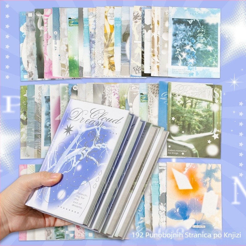 Zlatno otisnuta bilježnica s fiksnim stranicama, Cloud Deep Dreamland, Dreamcore stil, potpuno bojane unutarnje stranice, dnevnik za fanove