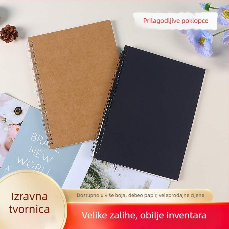 Spiralni bilježnica od Kraft papira s prilagođenim logotipom, zamjenjivi ulošci, 50 stranica, papir 100 g