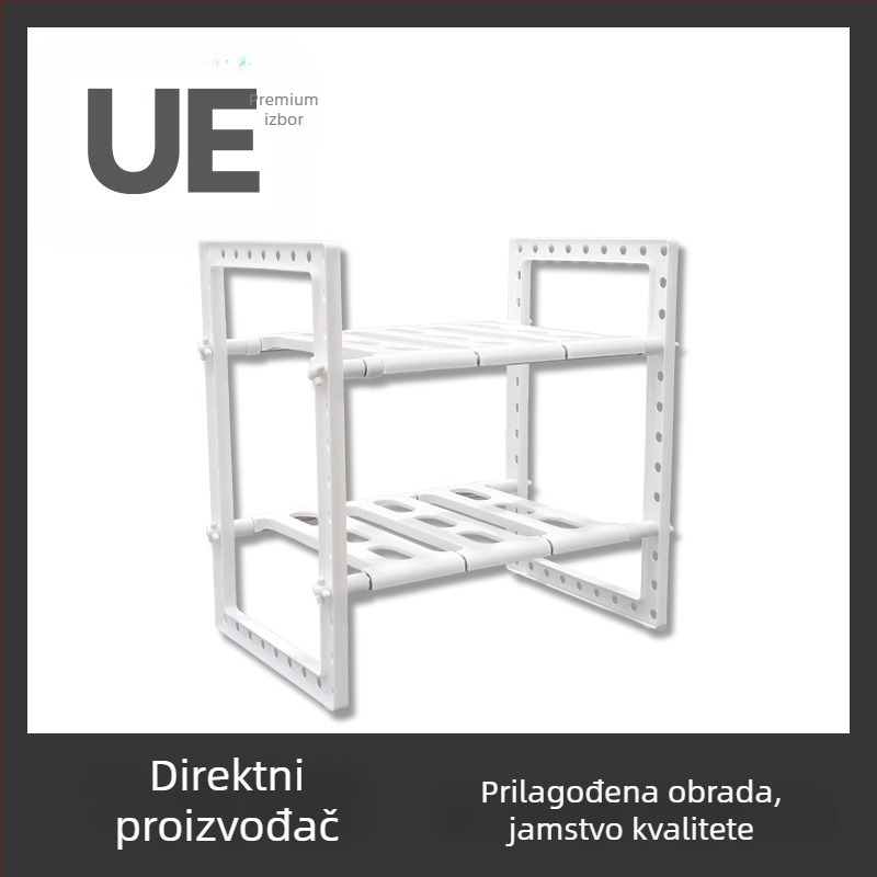Nehrđajući čelični pomični organizator ispod sudopera — za četkice za zube i kozmetiku, prilagodljiv, pogodan za kupaonicu i kuhinju