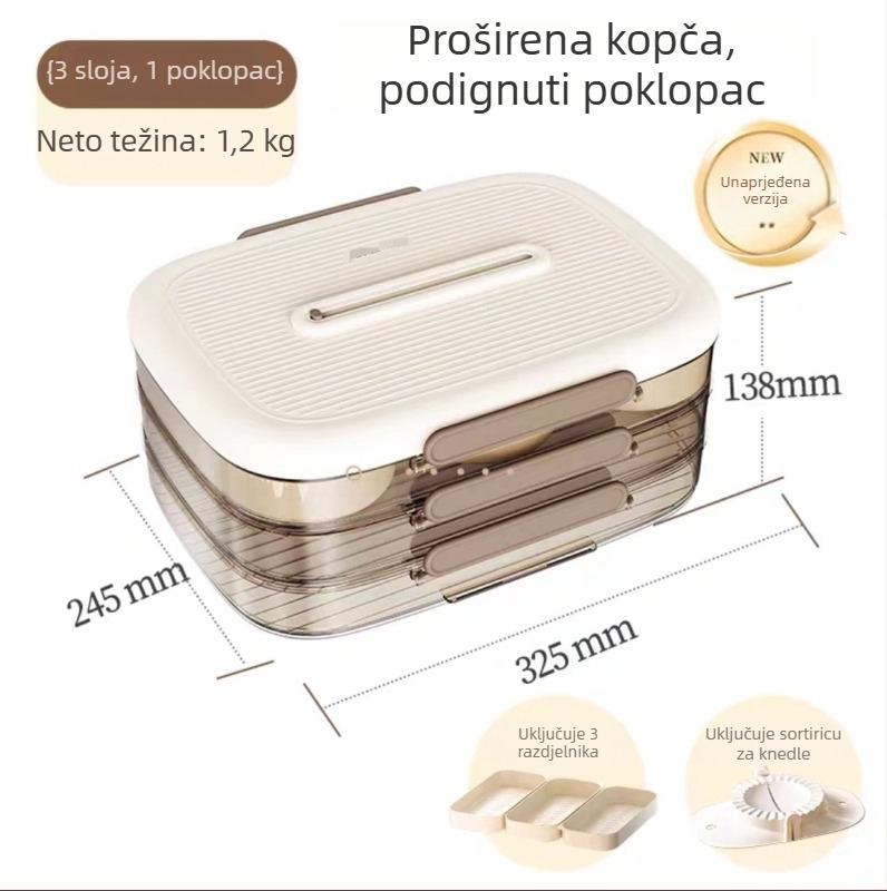 Kutija za knedle – kuhinjsko skladištenje, plastika, ekološki prihvatljiva, prilagodljiva
