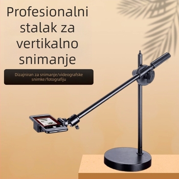 Držač za snimanje mobitela s rasvjetom iznad — stolni ili podni nosač, univerzalni plastični držač, protiv podrhtavanja, za live streaming i snimanje videa